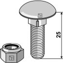 Saucer-head screw M10x1,5x25 with self-locking nuts