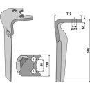 Tine for rotary harrows, left