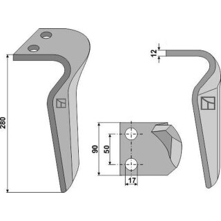 Tine for rotary harrows, left