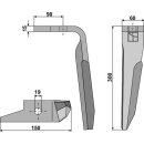 Tine for rotary harrows, right