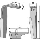Tine for rotary harrows, left