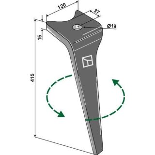 Tine for rotary harrows, left