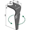 Tine for rotary harrows, left