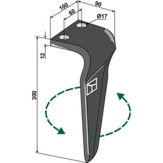 Tine for rotary harrows, left