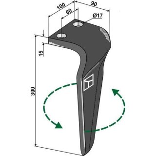 Tine for rotary harrows, left