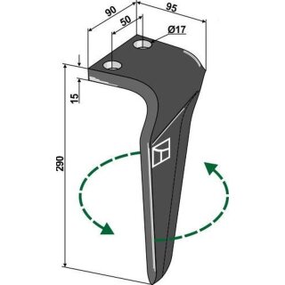Tine for rotary harrows, left
