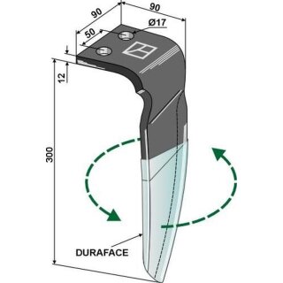 Tine for rotary harrows (DURAFACE), left