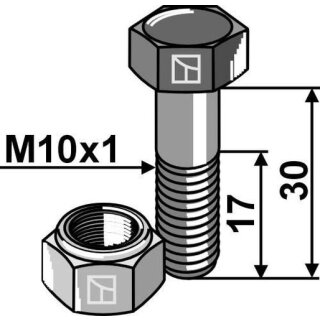 Sechskantschraube M10x1x30 mit Sicherungsmutter