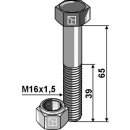 Sechskantschraube M16x1,5x65 mit Sicherungsmutter