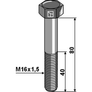 Sechskantschraube mit Feingewinde - M16x1,5X80 12.9