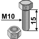 Sechskantschraube M10x1,5x15 mit Sicherungsmutter