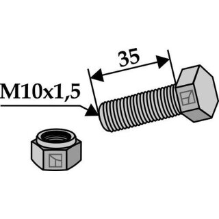 Sechskantschraube M10x1,5x35 mit Sicherungsmutter