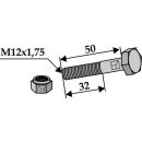 Hexagon Bolt M12x1,75x50  with self-locking nut