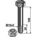 Sechskantschraube M16x2x100 mit Sicherungsmutter
