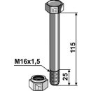 Sechskantschraube M16x1,5x115 mit Sicherungsmutter