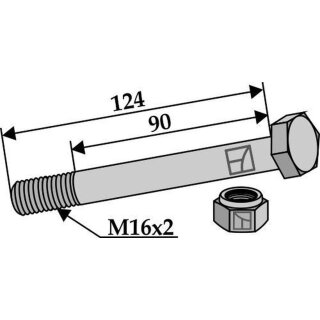 Sechskantschraube M16x2x124 mit Sicherungsmutter