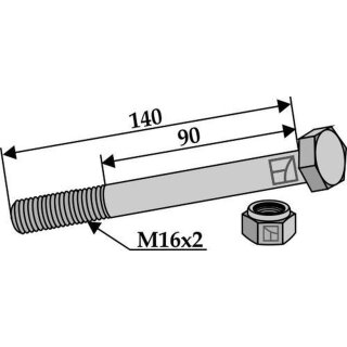 Hexagon Bolt M16x2x140 with self-locking nut