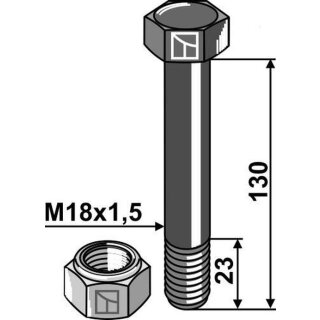 Sechskantschraube M18x1,5x130 mit Sicherungsmutter