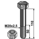 Sechskantschraube M20x2,5x110 mit Sicherungsmutter