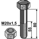 Hexagon Bolt M20x1,5x80 with self-locking nut