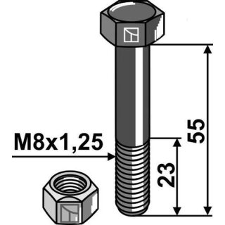 Hexagon Bolt M8x1,25x55 with self-locking nut