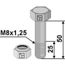 Sechskantschraube M8x1,25x50 mit Sicherungsmutter
