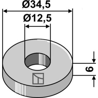 Scheibe Ø34,5x6xØ12,5