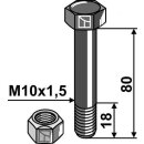 Sechskantschraube M10x1,5x80 mit Sicherungsmutter