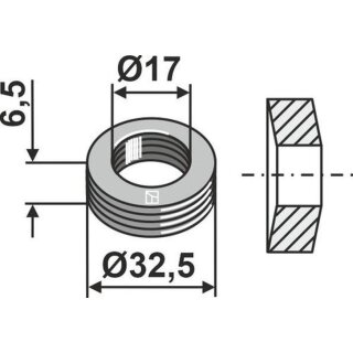 Elastische Distanzscheibe Ø32,5x6,5xØ17