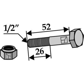 Bolt with self-locking nut - 1/2UNF