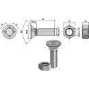Plough bolt DIN608 M12x1,75x35 and hexagon nut