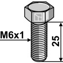 Hexagon bolt M6x1x25 without nut - galvanized