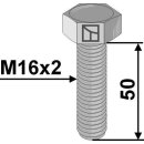 Hexagon bolt M16x2x50 without nut