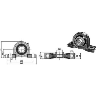 Pedestal bearing UCP - Ø55
