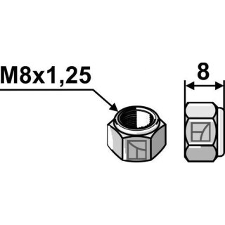 Selbstsichernde Sechskantmutter - M8