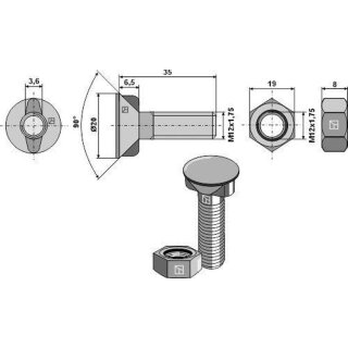Pflugschraube M12 x 1,75 x 35