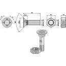 Pflugschraube M12x1,75x80 und Sechskantmutter
