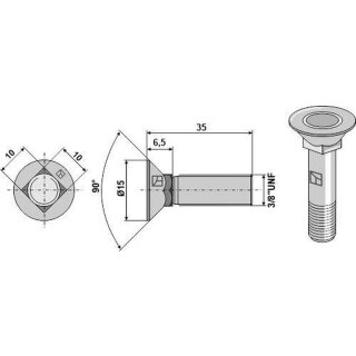 Plough bolt 3/8UNF
