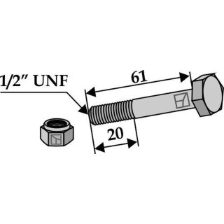Bolt with self-locking nut - 1/2UNF