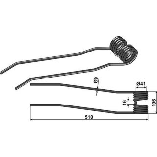 Hay rake tine - left