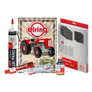 Dichtmassenset | Im Dichtmassenset sind die folgenden Elring Artikel enthalten:471.501 Dichtmasse Dirko HT Profipress schwarz 200ml,036.164 Dichtmasse Dirko HT grau 70 ml,705.708 Dichtmassen Dirko HT rot 70 ml,461.682 Dichtmasse EL-Liq 74 orange 50ml,447.