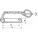 Gorilla top link pin with head+chain+hinged pin CAT2 Ø=25mm L=120mm 1x12mm hole
